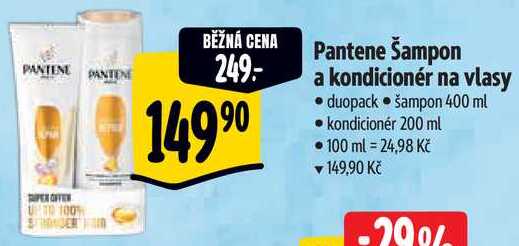 Pantene Šampon a kondicionér na vlasy, šampon 400 ml kondicionér 200 ml 