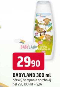 BABYLAND 300 ml dětský šampon a sprchový gel 2v1