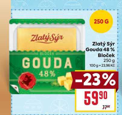 Zlatý Sýr Gouda 48% Bloček 250 g