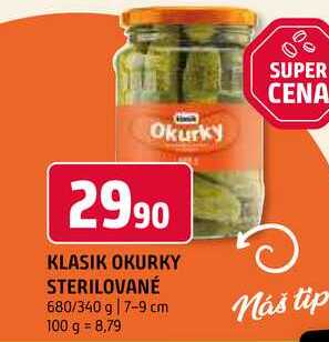 Klasik okurky sterilované 680g, 7-9 cm