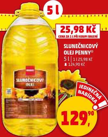 SLUNEČNICOVÝ OLEJ PENNY, 5 l