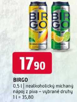 Birgo 0,5l nealkoholický míchaný nápoj z piva vybrané druhy 