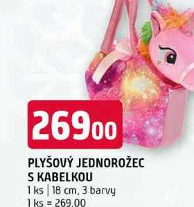 Plyšový jednorožec s kabelkou 1 ks 18 cm, 3 barvy 