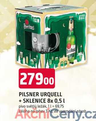 PILSNER URQUELL + SKLENICE 8x 0,5l v akci