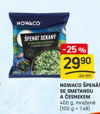 NOWACO ŠPENÁT SE SMETANOU A ČESNEKEM 400 g