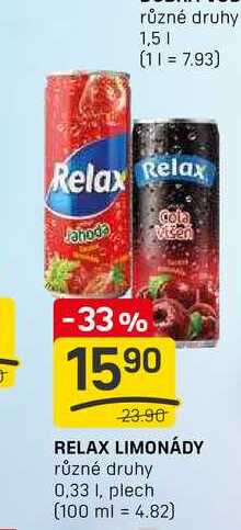 RELAX LIMONÁDY různé druhy 0,33 I, plech