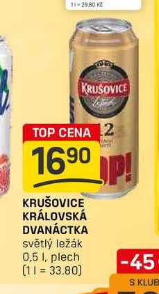 KRUŠOVICE KRÁLOVSKÁ DVANÁCTKA světlý ležák 0,5 l, plech 