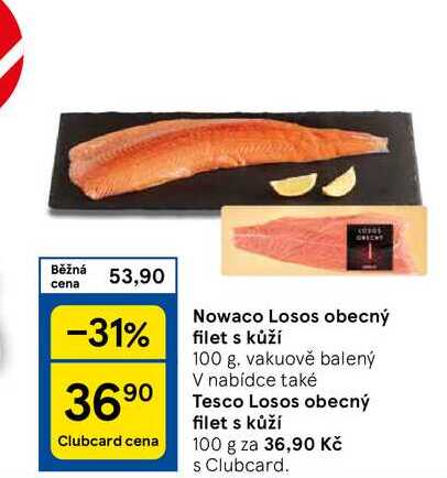 Nowaco Losos obecný filet s kůží, 100 g, vakuově balený