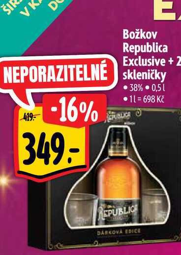   Božkov Republica Exclusive +2  skleničky 0,5 l