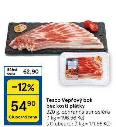 Tesco Vepřový bok bez kosti plátky, 320 g