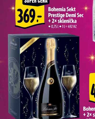   Bohemia Sekt Prestige Demi Sec + 2x sklenička  