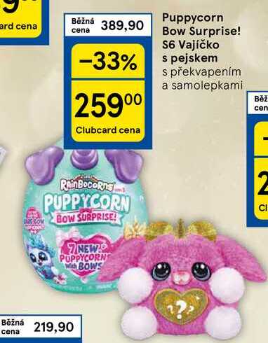 Puppycorn Bow Surprise! S6 Vajíčko s pejskem s překvapením a samolepkami 