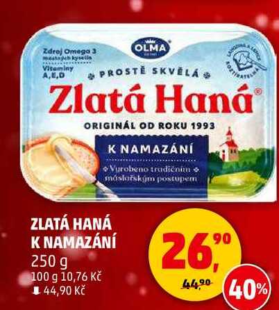 Zlatá HanáⓇ  K NAMAZÁNÍ, 250 g