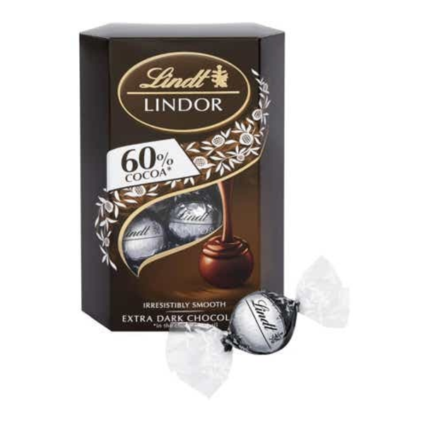 Lindt Lindor Extra hořká čokoláda 60% s jemnou krémovou náplní