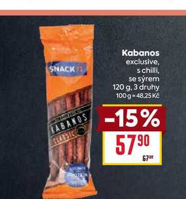 Kabanos exclusive, s chilli, se sýrem 120 g