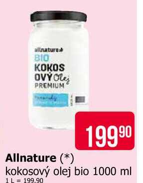 Allnature kokosový olej bio 1000 ml 