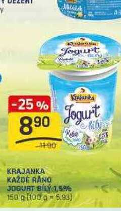 KRAJANKA KAŽDÉ RÁNO JOGURT BÍLÝ 1,5% 150 g 