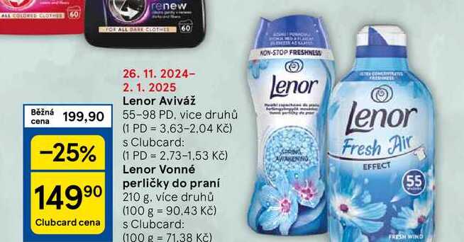 Lenor Aviváž 55-98 PD, vice druhů