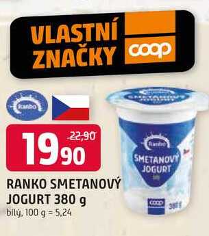 RANKO SMETANOVÝ JOGURT 380 g bilý