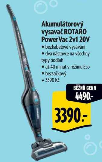 Akumulátorový vysavač ROTARO PowerVac 2v1 20V 