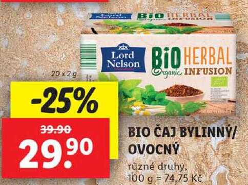 BIO ČAJ BYLINNÝ/OVOCNÝ, 20x 2 g