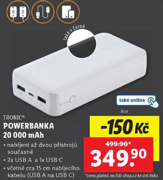 POWERBANKA 20 000 mAh 