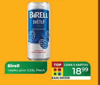 Birell nealko pivo 0,33L Plech  v akci