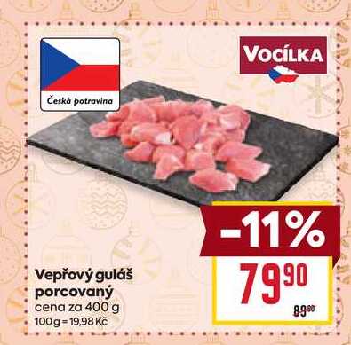 Vepřový guláš porcovaný cena za 400 g