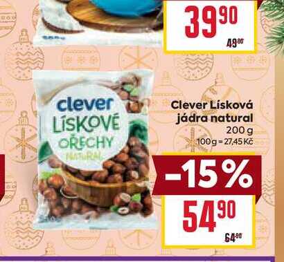 Clever Lísková jádra natural 200 g 