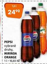 Pepsi mirinda orange 1,5l vybrané druhy