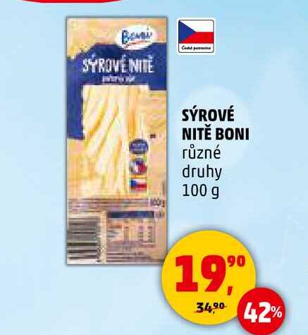 SÝROVÉ NITĚ BONI různé druhy, 100 g 