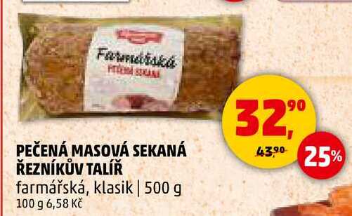 PEČENÁ MASOVÁ SEKANÁ ŘEZNÍKŮV TALÍŘ farmářská, 500 g