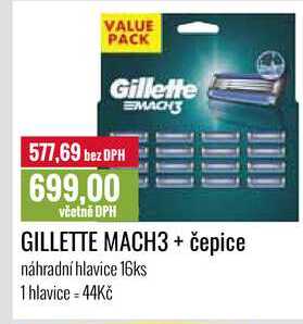 GILLETTE MACH3 + čepice náhradní hlavice 16ks 