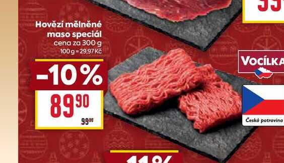 Hovězí mělněné maso speciál cena za 300 g 