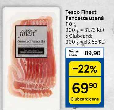 Tesco Finest Pancetta uzená, 110 g 