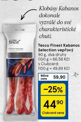 Tesco Finest Kabanos Selection vepřový, 90 g