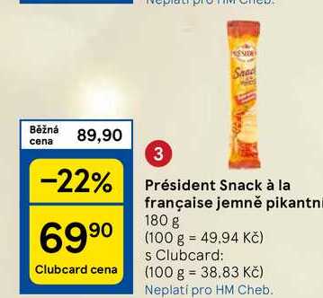 Président Snack à la française jemně pikantni, 180 g 