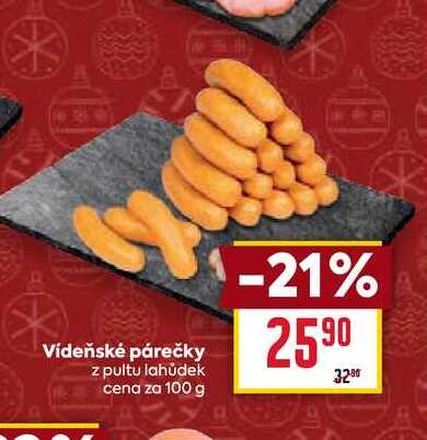 Vídeňské párečky z pultu lahůdek cena za 100 g 