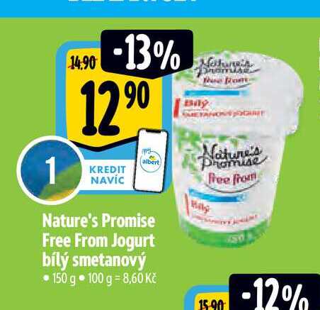   Nature's Promise Free From Jogurt bílý smetanový 150 g  