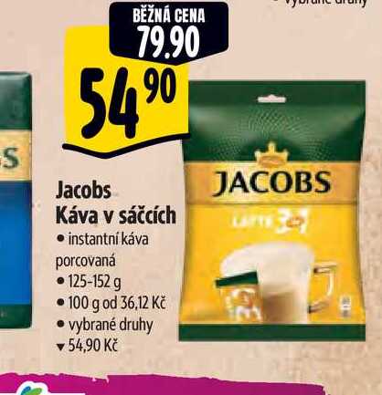   Jacobs Káva v sáčcích • instantní káva porcovaná  125-152 g 