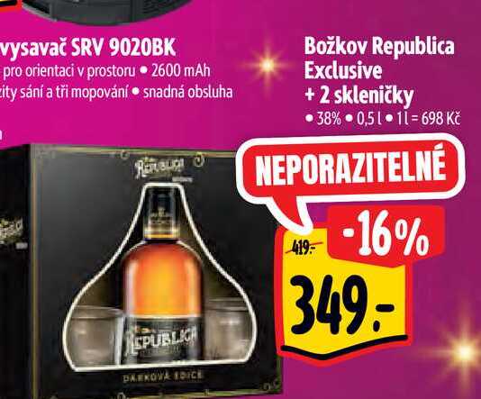  Božkov Republica Exclusive + 2 skleničky  0,5 l