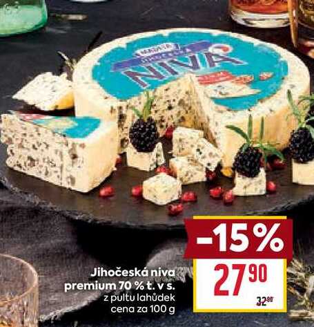 Jihočeská niva premium 70% t.vs. z pultu lahůdek cena za 100 g 