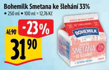 Bohemilk Smetana ke šlehání 33%, 250 ml