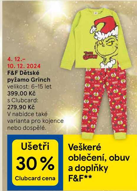 F&F Dětské pyžamo Grinch velikost: 6-15 let