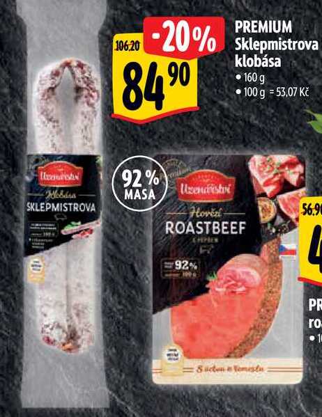 PREMIUM Sklepmistrova klobása, 160 g