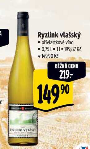   Ryzlink vlašský  0,75 l