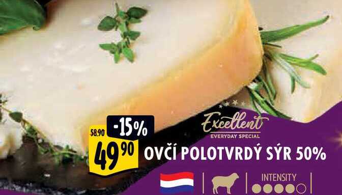   OVČÍ POLOTVRDÝ SÝR 50%  100 g