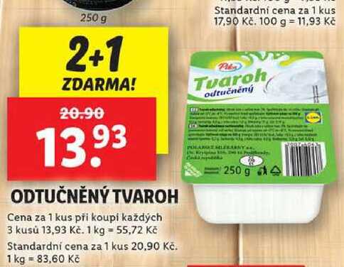 ODTUČNĚNÝ TVAROH, 250 g