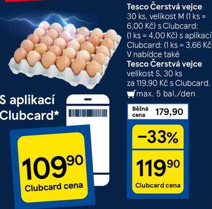 Tesco Čerstvá vejce, 30 ks, velikost M 