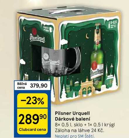 Pilsner Urquell dárkové balení, 8x 0,5 l, sklo + 1 x 0,5 l krýgl